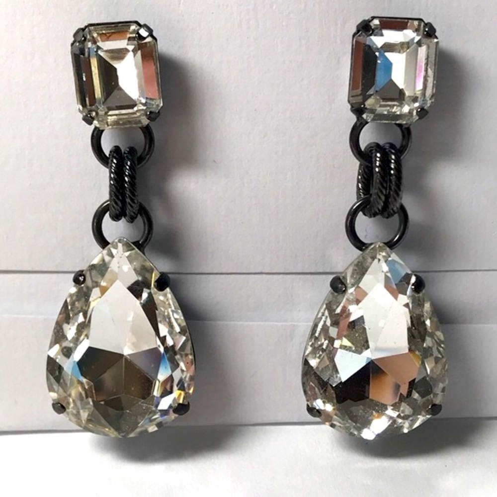 R.J. Graziano—Crystal Black Teardrop Earrings